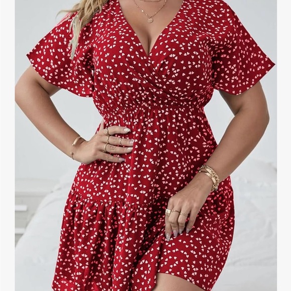 NWOT - Red Dress with White Hearts - Picture 7 of 8